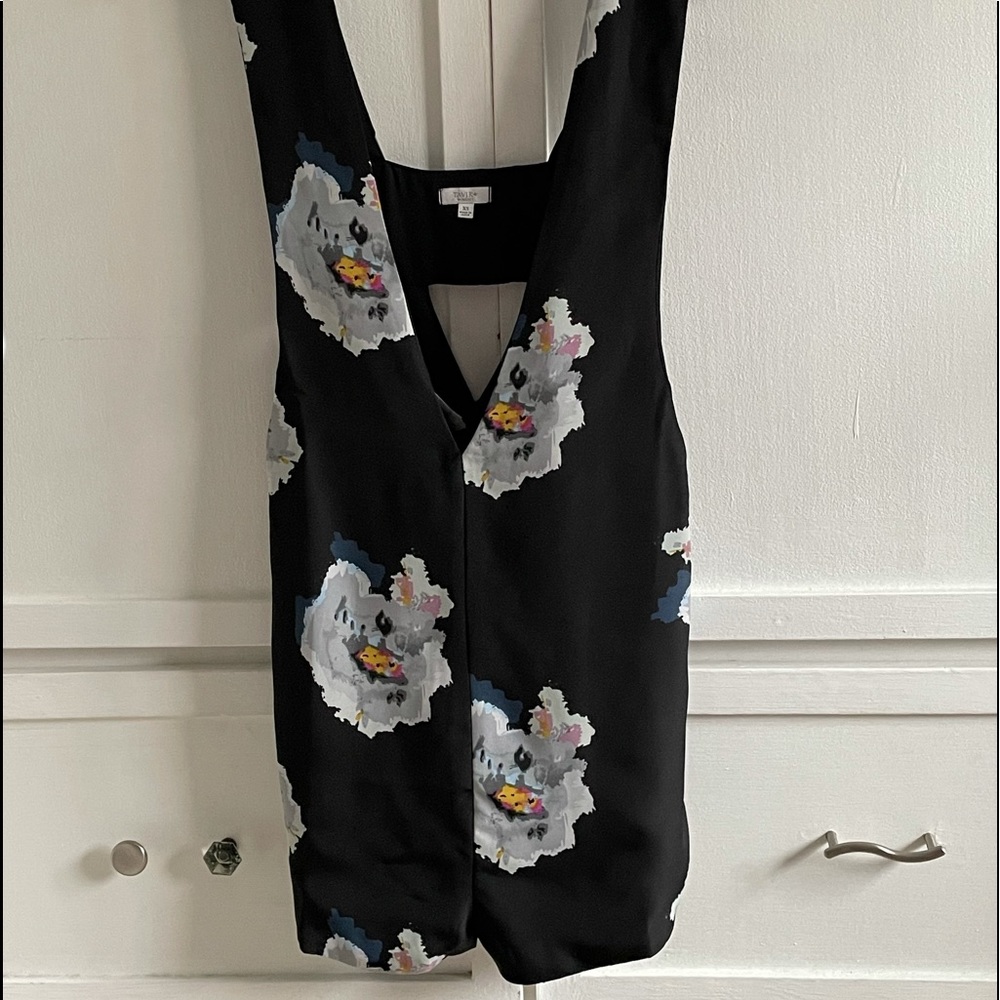 Tavik + Sleeveless Black Aqua Floral Romper Size XS